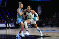 Napheesa Collier of the Lunar Owls BC drives toward the basket during the Unrivaled women’s professional league at Wayfair Arena. Photo Credit: Imagn